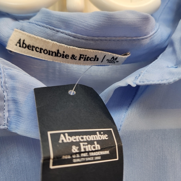 [M] NEW Abercrombie & Fitch Baby Blue Sheer Blouse Size Medium NWT - Picture 3 of 8